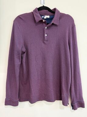 Boden Long-Sleeve Striped Polo in Purple